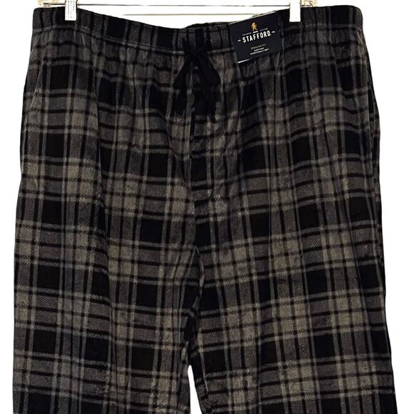 Stafford Sleep Pants Mens Size XXL Blue Plaid Pull On Elastic Waist Soft NWT - Picture 4 of 7
